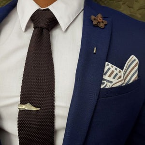 Striped Oxford Blue Stone Pocket Square