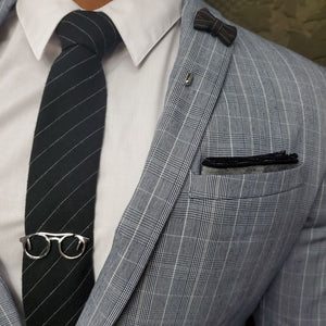 Glasses Gun Metal Tie Bar