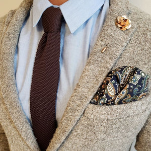 Paisley Navy Dijon Pocket Square
