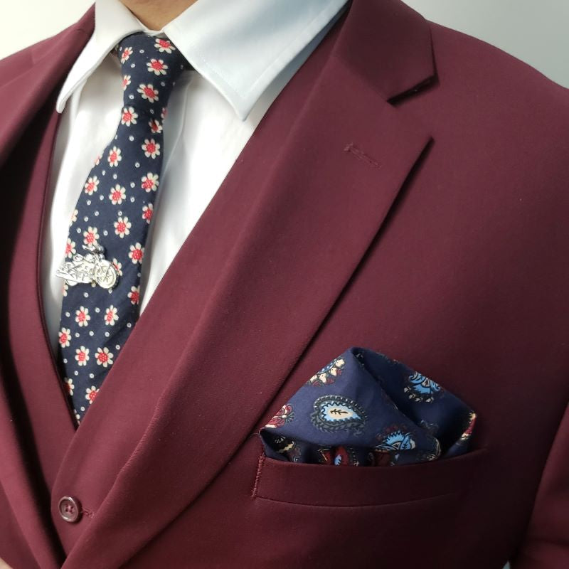 Paisley Navy Pocket Square