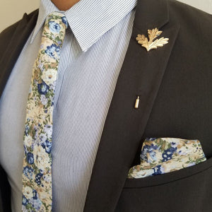 Floral Blue Star Pocket Square