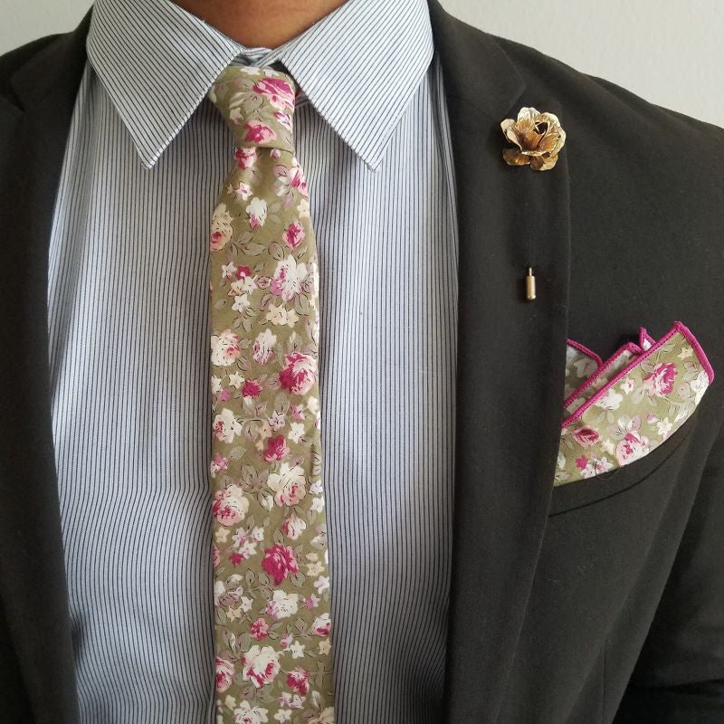 Floral Lily Rose Pocket Square