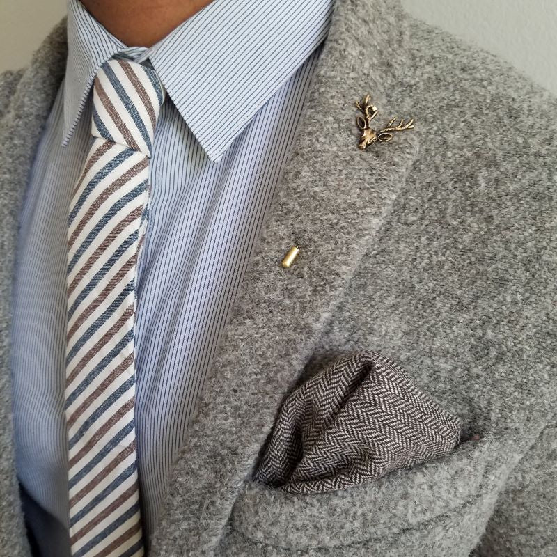 Striped Oxford Blue Stone Tie