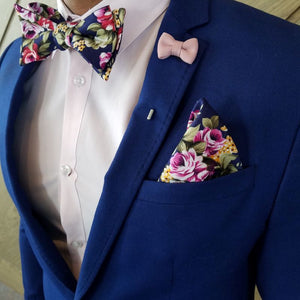 Floral Indigo Rose Self Tie Bow Tie
