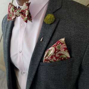 Paisley Scarlet Shamrock Pocket Square