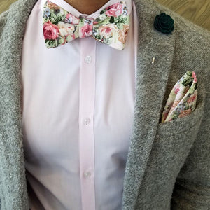 Floral Beige Carnation Self Tie Bow Tie