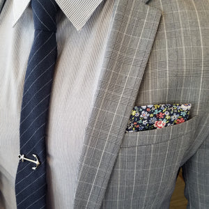 Floral Navy Pocket Square