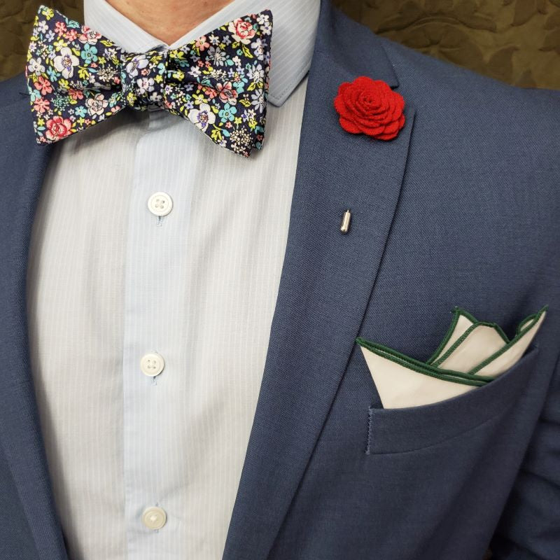 Floral Navy Self Tie Bow Tie