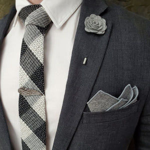 Herringbone Grey Pocket Square