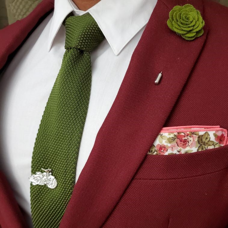 Lapel Pin - Floral Forest Green