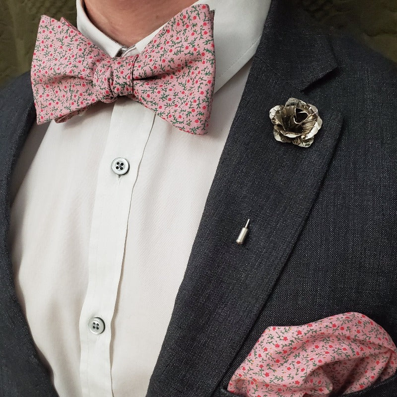 Lapel Pin - Floral Silver