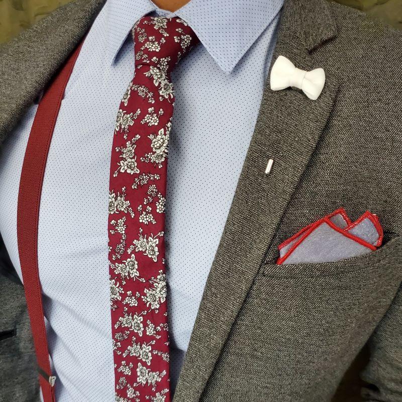 Floral Burgundy Tie