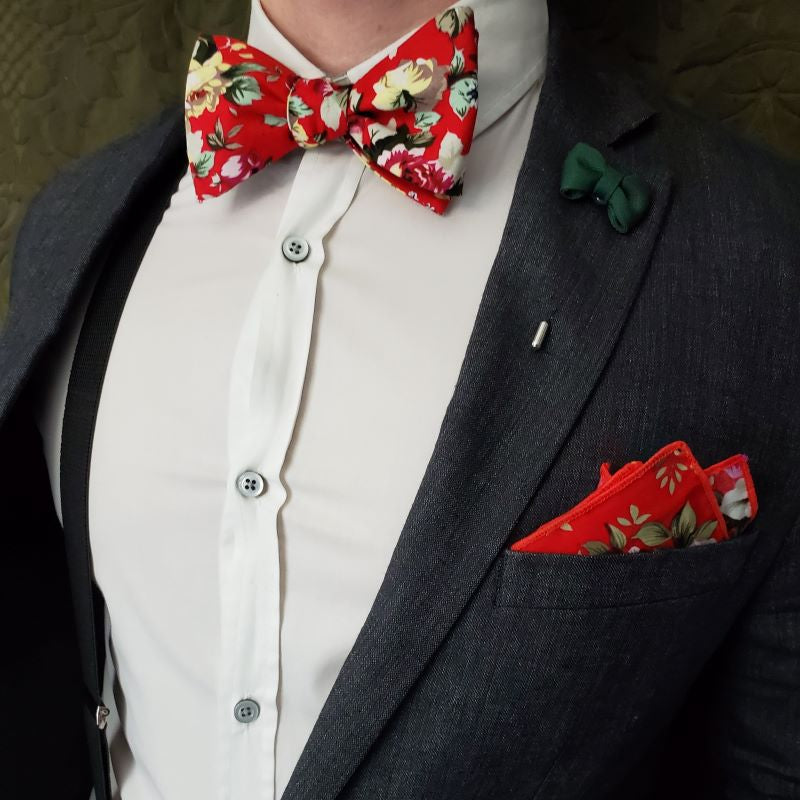 Floral Cherry Self Tie Bow Tie
