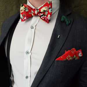 Floral Cherry Self Tie Bow Tie