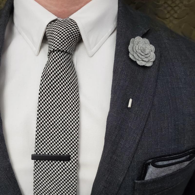 Lapel Pin - Floral Grey