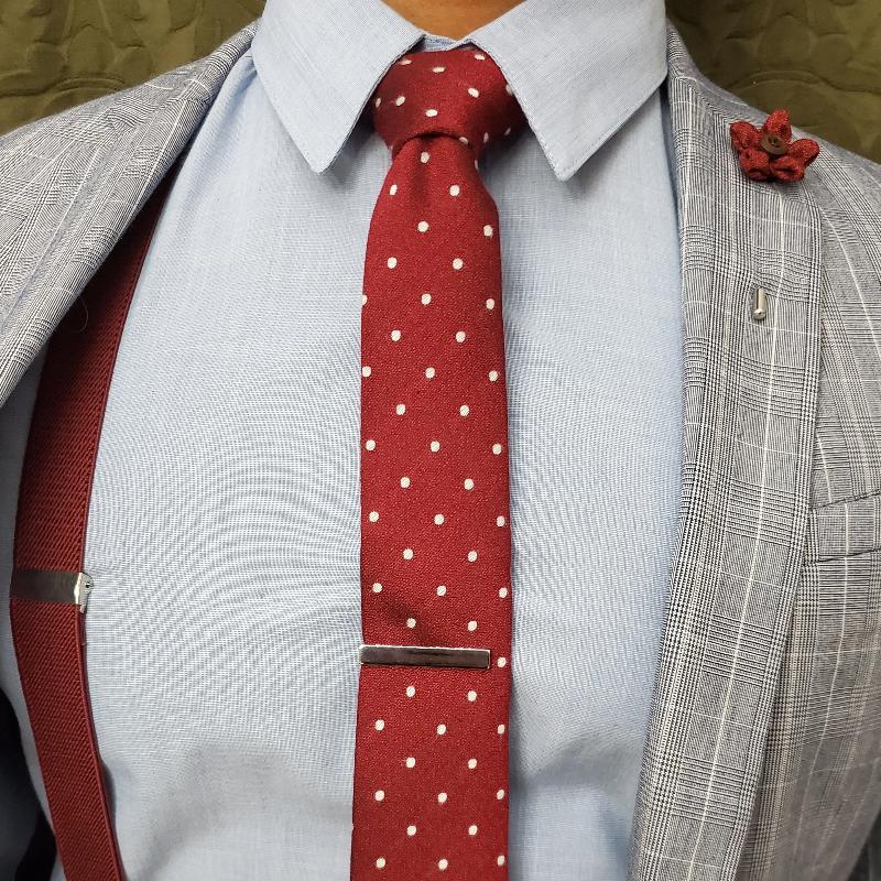Polka Dot Crimson Tie Set