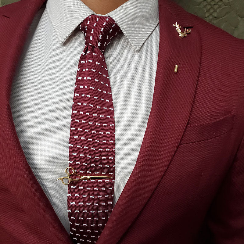 Knitted Maroon Polka Zig Tie