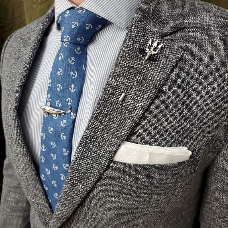 Lapel Pin - Trident Silver