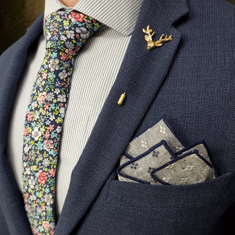 Diamonds Navy Pocket Square