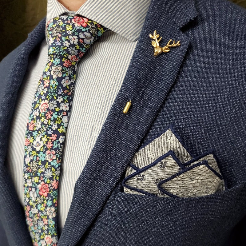 Floral Navy Tie Set