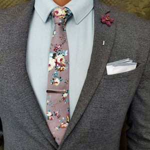 Floral Grey Rose Tie