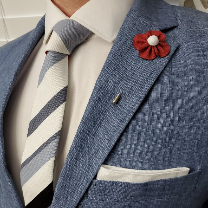 Lapel Pin - Pearl Floral Red