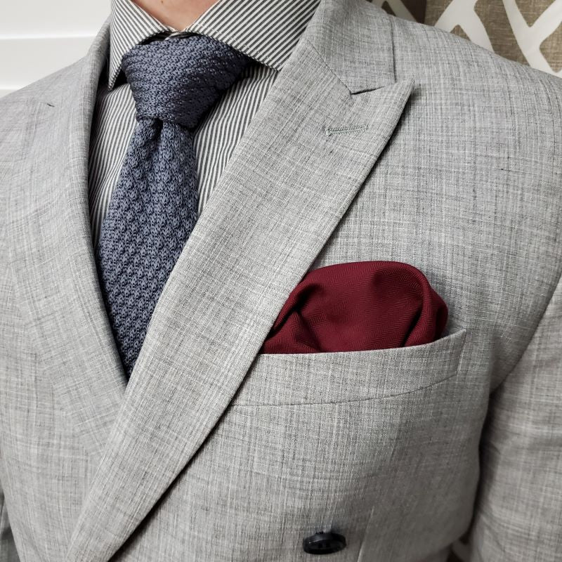 Knitted Point Silver Tie