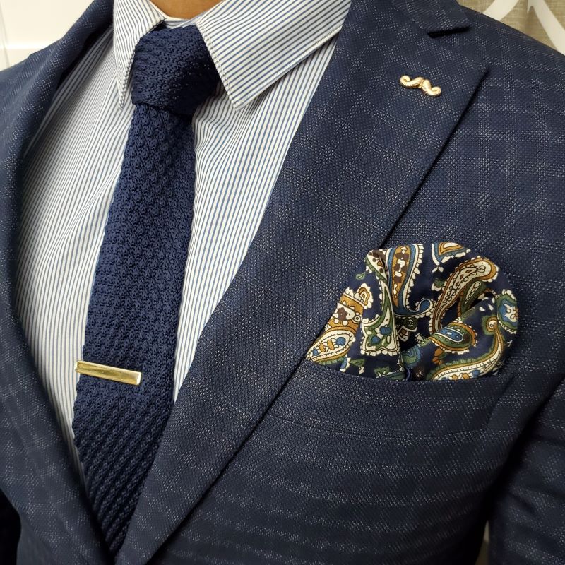 Knitted Point Navy Tie