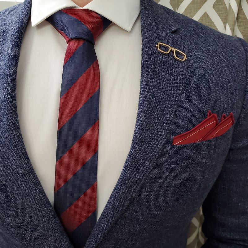 Striped Birdseye Navy Tie