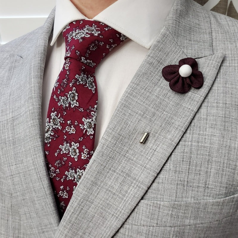 Lapel Pin - Pearl Floral Burgundy