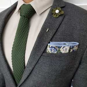 Knitted Point Olive Tie Set