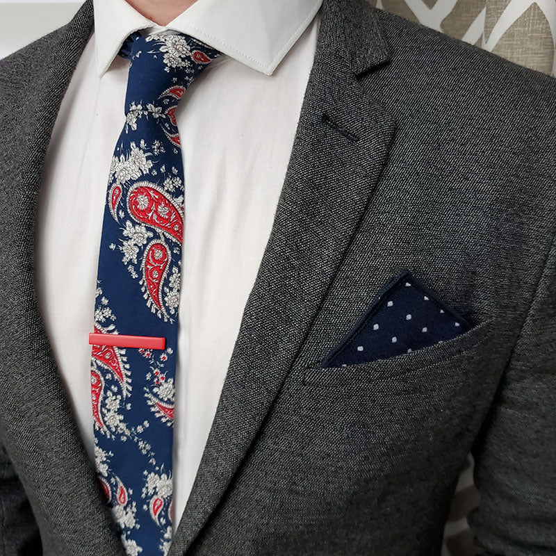 Paisley Navy Tie Set