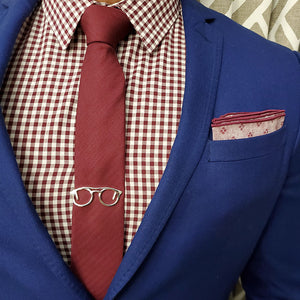 Solid Herringbone Burgundy Tie Set