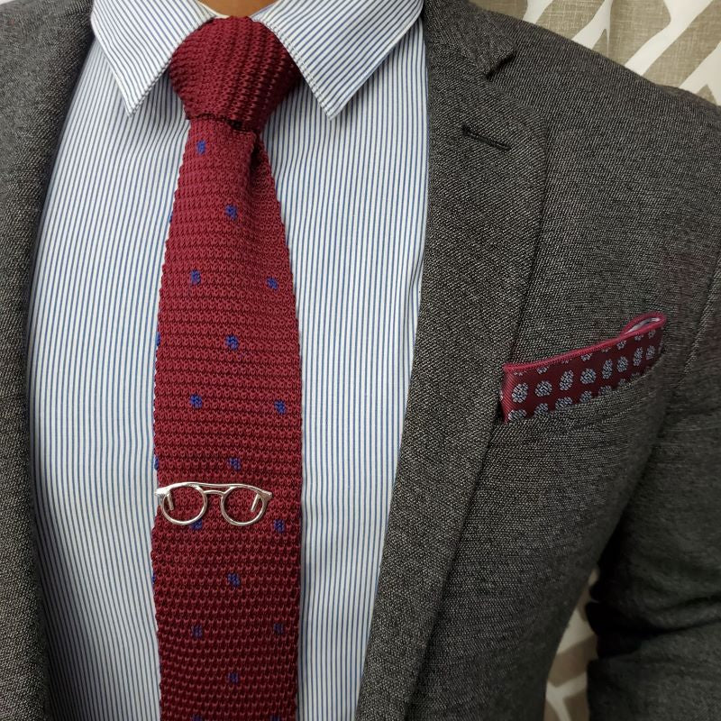 Knitted Point Burgundy Polka Dot Tie