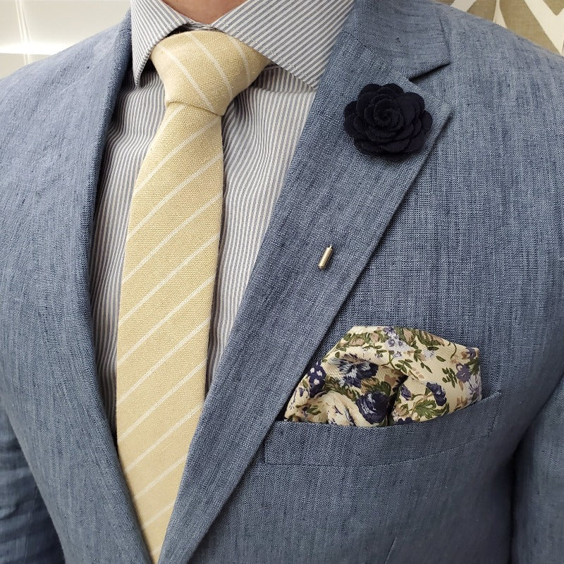 Striped Linen Canary Tie