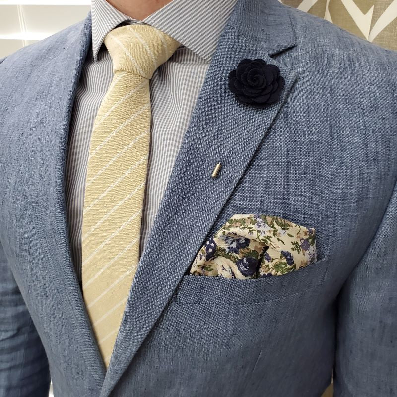 Striped Linen Canary Tie Set