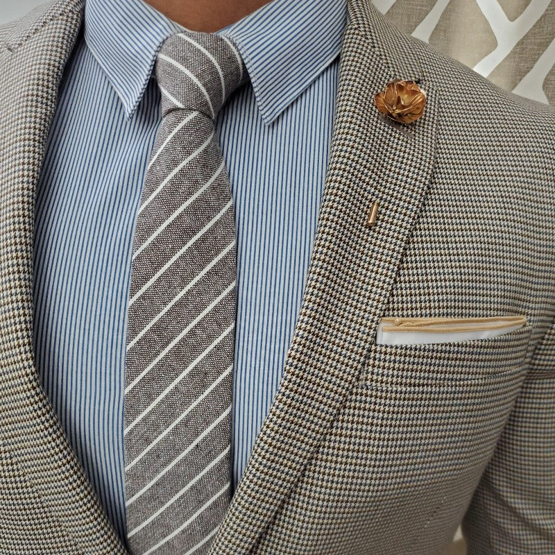 Striped Linen Brown Tie