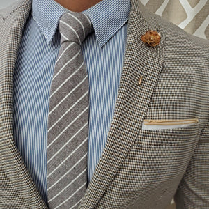 Striped Linen Brown Tie