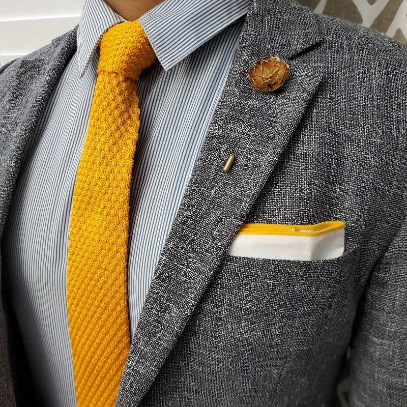 Yellow Border Pocket Square