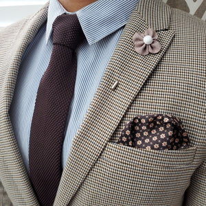 Jacquard Mini Brown Pocket Square