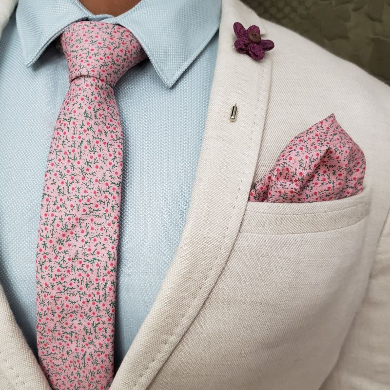 Floral Strawberry Field Tie