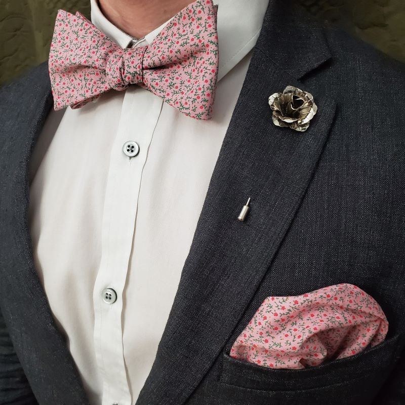 Floral Strawberry Field Pocket Square