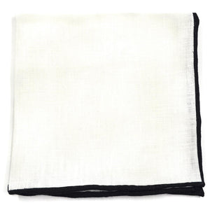 Black Border Linen Pocket Square