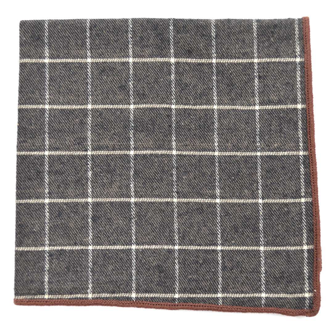 Checkered Aegean Brown Pocket Square