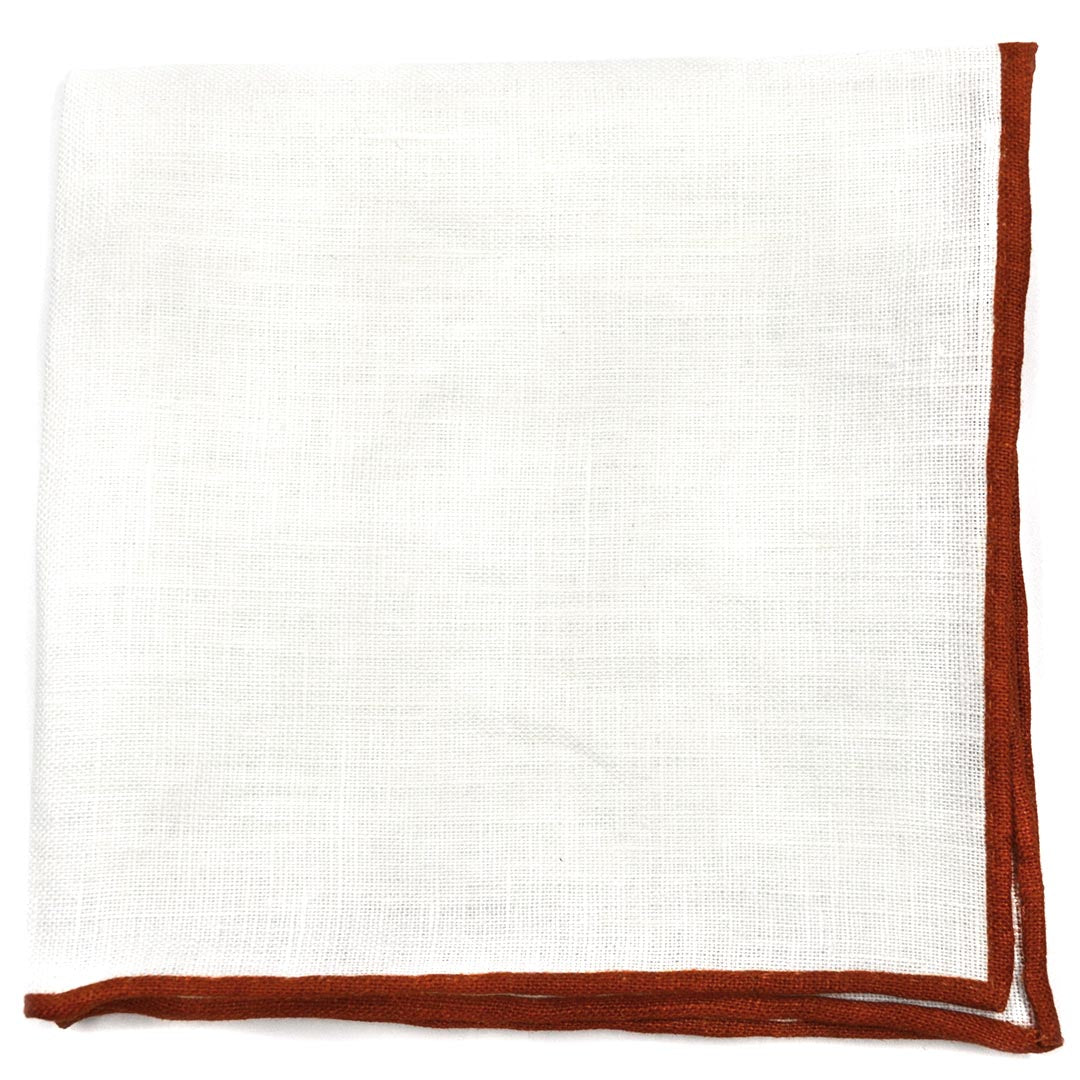 Cinnamon Orange Border Linen Pocket Square