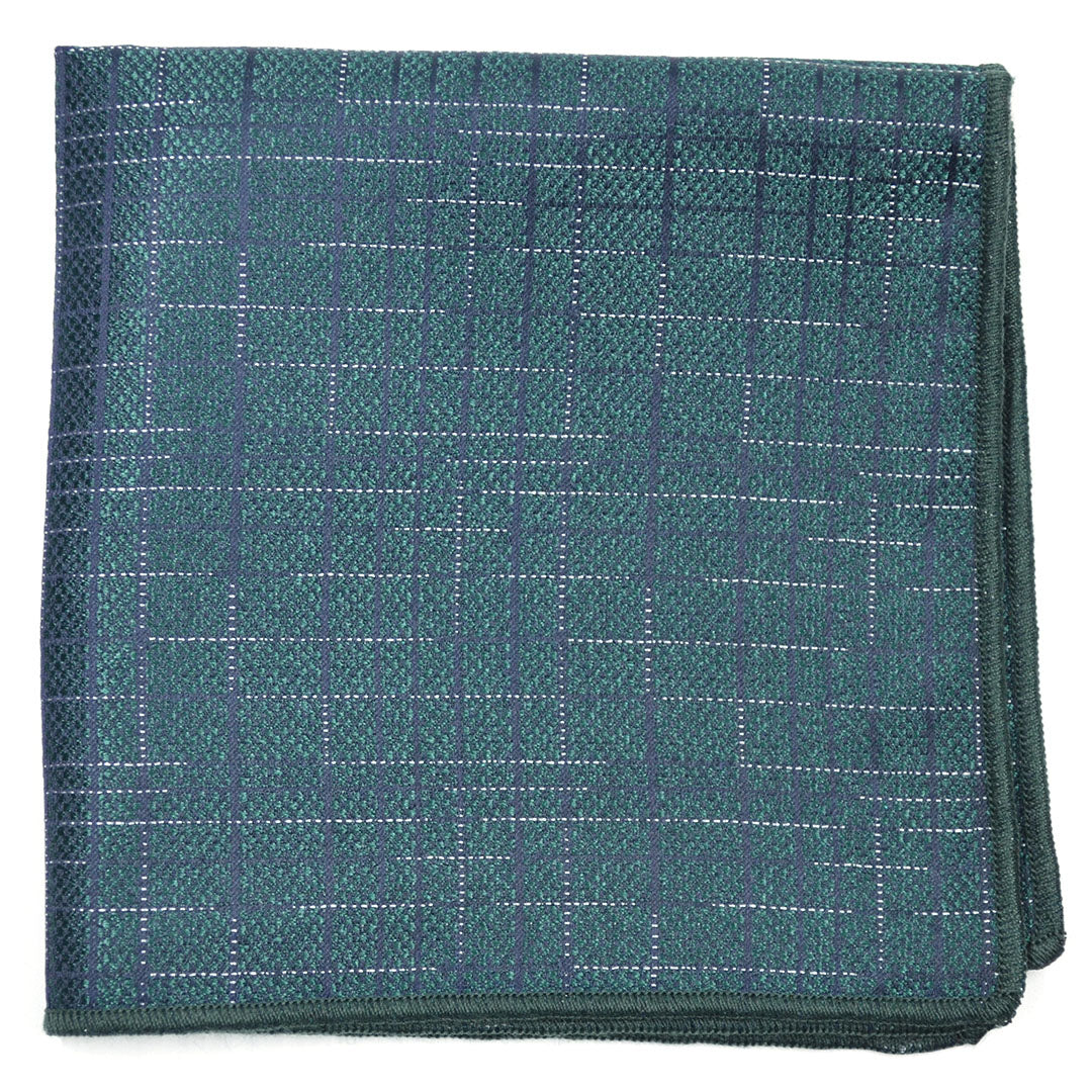 Downtown Check Green Pocket Square