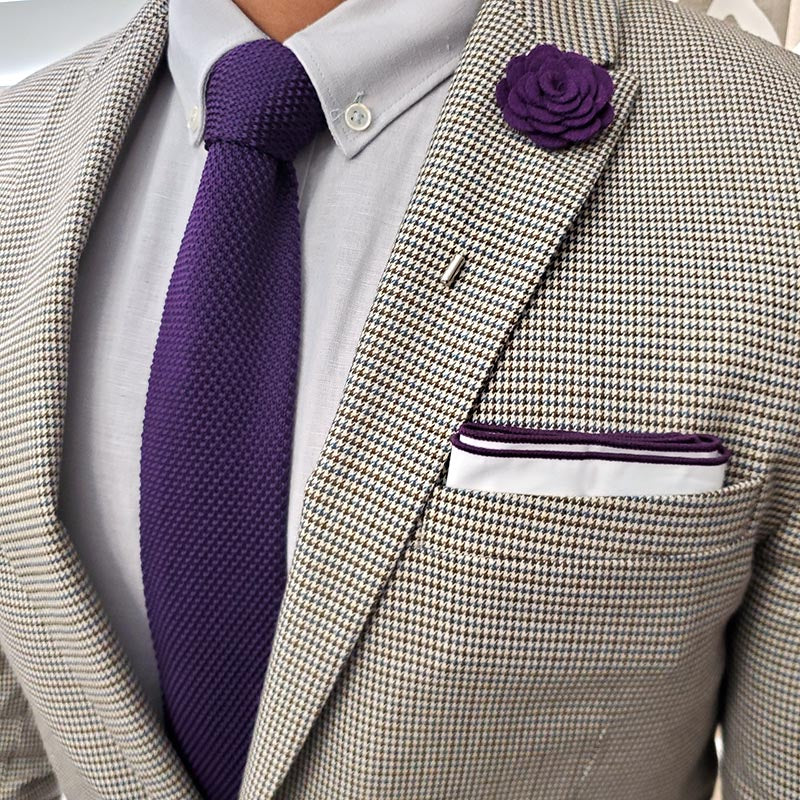 Eggplant Border Pocket Square