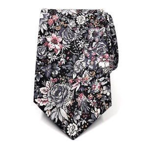 Floral Black Tie