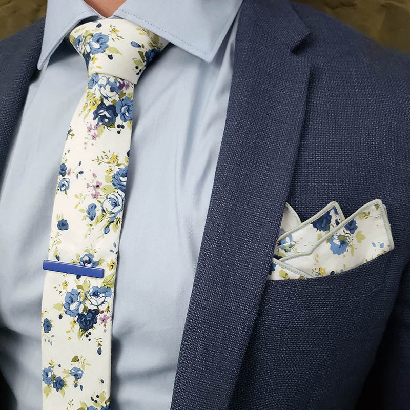Floral Blueberry Pocket Square