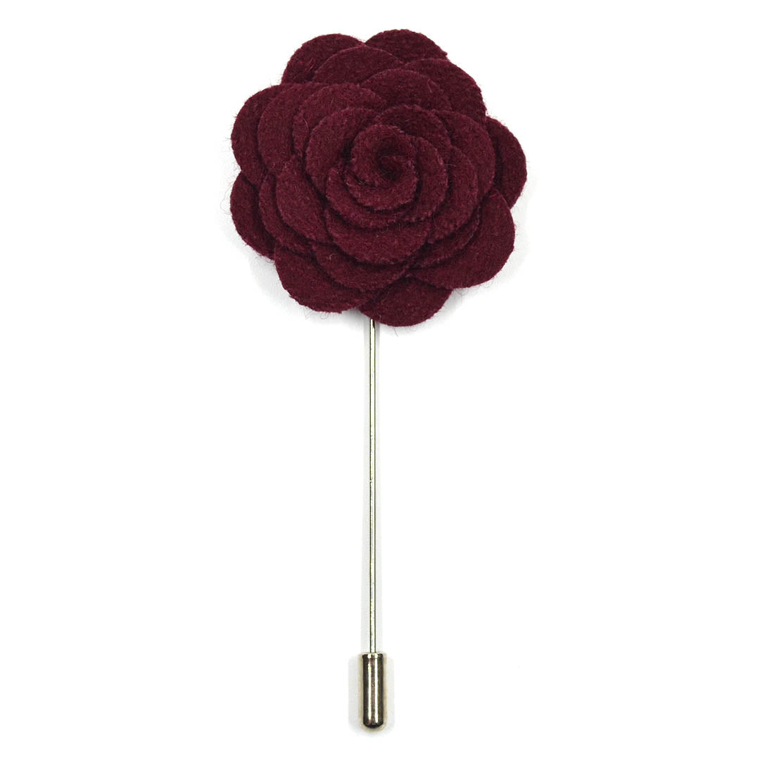 Large Burgundy Fabric Flower Pin